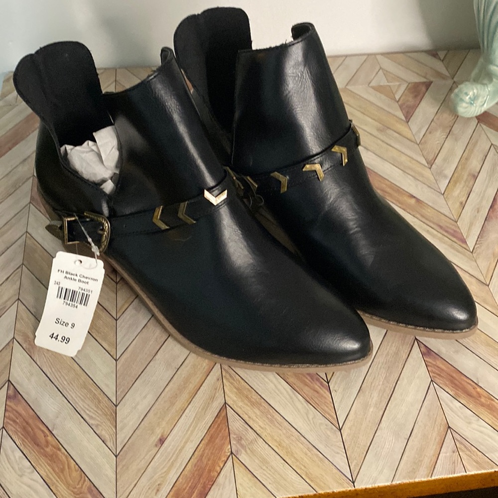 Sophie black chevron ankle boot